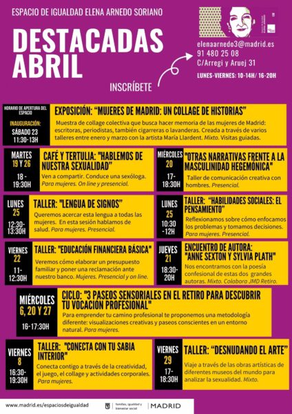 Abril en el Espacio de Igualdad Elena Arnedo Soriano 2 FO74BDXX0AEbnVT