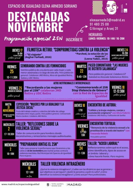Noviembre en el Espacio de Igualdad Elena Arnedo 2 NoviembreEI